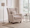 Ohrensessel mit Hocker,Taschenfederkern,Landhausstil Lesesessel,Cord Beige Creme Bild 3