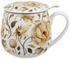 DUO FLORAL Fassbecher 430 ml ENGLISH ROSES WHITE mit Teesieb, New Bone China Porzellan Bild 2