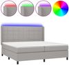 vidaXL Boxspringbett mit Matratze & LED Stoff Hellgrau 200x200 cm, Härtegrad: H2 [3138341] Bild 2