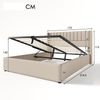 Merax Doppelbett 160x200 Polsterbett aus Leinen mit Lattenrost & Hydraulische Stauraum Beige Bild 2