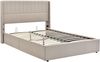 Merax Doppelbett 160x200 Polsterbett aus Leinen mit Lattenrost & Hydraulische Stauraum Beige Bild 4