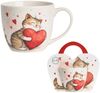 Duo-Gift Tasse Niedliche DUO Porcelain Becher Tasse Katze mit Herz Geschenkidee Bild 3