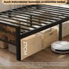 PFCTART Metallbett Bett 90x200 Metallbett mit Holzoptik, Stahl & MDF, Vintage (Set, 1-tlg, Bettgestell 90x200 als Einzelbett, inkl. Lattenrost, für Jugendzimmer), 160 kg, 90 cm Kopfteil, 27 cm Bodenfreiheit, schwarz, kratzerfest Bild 4