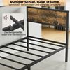 PFCTART Metallbett Bett 90x200 Metallbett mit Holzoptik, Stahl & MDF, Vintage (Set, 1-tlg, Bettgestell 90x200 als Einzelbett, inkl. Lattenrost, für Jugendzimmer), 160 kg, 90 cm Kopfteil, 27 cm Bodenfreiheit, schwarz, kratzerfest Bild 3
