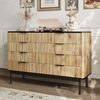 Modernes Sideboard mit Schubladen, natur/schwarz, 120x39,5x80 cm Bild 3