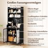 Küchenschrank mit Rollen Küchenregal mit Arbeitsplatte aufklappbaren PC-Türen verstellbarem Regal & Lochwand Schwarz Bild 4