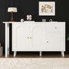 2-in-1 Drehtisch mit Sideboard, 360° drehbarer Schreibtisch, Schminktisch & Arbeitsplatte, Spanplatte Möbel Bild 3