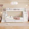 Flieks Etagenbett, Massivholz Kinderbett 90x200/140x200cm mit Treppe Rutsche 2 Schubladen Bild 2