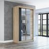 Schwebetürenschrank NEO 2-türig Schrank 120 cm (mit Spiegel) Farbe: Sonoma , schwarz Bild 2
