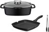 GSW Topf-Set Gourmet Granit Grillmeister, Aluminiumguss (Set, 4-tlg, 1 x Bräter, H. 11,5 cm, 1x Grillpfanne 28x28 cm, H. 4,4 cm), Induktion Bild 2
