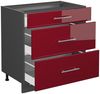 Küchenunterschrank Fame-Line Bordeaux Hochglanz 80 cm mit 3 Schubladen, ohne Arbeitsplatte Vicco Bild 4