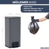 Mülleimer mit Fußpedal 30L Stahl - Inneneimer, ABS | Tretmülleimer Küche Abfalleimer mit Deckel Müllbehälter Kücheneimer Treteimer Büro, Grau Bild 3