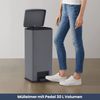 Mülleimer mit Fußpedal 30L Stahl - Inneneimer, ABS | Tretmülleimer Küche Abfalleimer mit Deckel Müllbehälter Kücheneimer Treteimer Büro, Grau Bild 2