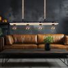Hängelampe, Holzplatte, braun, schwarz, Hanfseil, L 95cm Bild 2