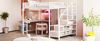 Hochbett 140x200 cm mit Schreibtisch, Kleiderschrank, Regalen & LED – Metallbett in Weiß Bild 5