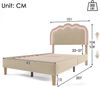 LED Polster-Einzelbett 90x200cm aus atmungsaktivem Leinenstoff, höhenverstellbares Puff-Kopfteil mit Farbwechsel-Licht & Musikmodus, Lattenrost inklusive, Beige ohne Matratze für Jugend- und Gästezimmer Bild 5