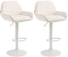 2er Set Barhocker Braga Samt weiß creme Bild 1