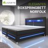 Juskys 'Norfolk' Boxspringbett mit LED-Beleuchtung, Bonell-Matratzen & Topper, Kunstleder schwarz, 180x200 cm, Komforthöhe 66 cm Bild 2