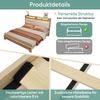 Merax Doppelbett Holzbett 140×200cm, Kopfteil mit Stauraum, LED-Beleuchtung und Beigefarbener Cordpolster-Rückenlehne, Heller Eiche(Ohne Matratze) Bild 5