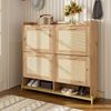 Schuhschrank 108,5 x 24 x 100 cm mit oberer Ablage – platzsparender Flurschrank aus MDF in Holzfarbe Bild 3