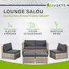Juskys Polyrattan Gartenmöbel Set Salou inkl. Abdeckung - Outdoor Lounge wetterfest 6 Personen - Sitzecke mit Tisch & Kissen für Garten, Balkon, Terrasse - Grau Bild 2