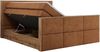 Doppelbett, Boxspringbett mit zwei Multipocket-Matratzen und ein Topper, Bettkästen, Eiche Wotan Holzrahmen, genähtes Kopfteil und Front - ALBERO 2 KING DUO - 120 x 200 cm - Orange Stoff - H3 Bild 5