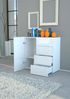 Dmora Kommode Abig, Küchen-Sideboard mit 4 Türen und 1 Schublade, Wohnzimmer-Buffet, 100 % Made in Italy, 90 x 40 x 81 cm, glänzendes Weiß, Bild 4