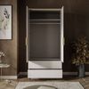 Lookway Kleiderschrank AURORA KASCHMIR 2D2S Drehtürenschrank mit Schubladen (Kleiderschrank mit stilvoller Umrandung in Goldoptik) 100x210x57 Bild 3