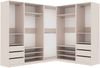 Marmex Möbel TRES SET S offener Mehrzweckschrank-Set für Kleidung, Schuhe, Kleiderschrank mit Einlegeböden, Kleiderstangen und Schubladen, laminierte Spanplatte, graubeige cashmere, 380x206x51 cm Bild 5