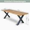 Massivholz Wohnzimmertisch mit Baumkante RAGNAR - 240x100cm, Eichenholz, X-Hora Gestell | Esstisch Holz Küchentisch Esszimmertisch Bild 2
