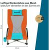 Skandika Strand Klappstuhl Beach | Bequemer Strandstuhl mit atmungsaktivem Mesh, Getränkehalter, niedrig, leicht zu transportieren, max. 136 kg | Faltbarer Campingstuhl, Liegestuhl (orange/blau) Bild 2
