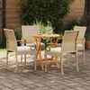 vidaXL Gartenstühle 4 pcs Beige und Cremeweiß Poly-Rattan und Akazie 42025887 Bild 3