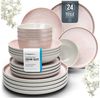 PURE LIVING INTERIOR DESIGN Geschirr-Set 6 Pers. - Steingut Geschirr Set - Schüssel- und Teller Set (24-tlg), 6 Personen, Steingut, Hochwertiges Mediterranes Kombiservice 6 Personen Geschirrsets Bild 5