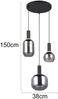 Cluster Pendelleuchte DIVA 3-flammig mit Glasschirmen Chrom bedampft, Ø 38cm Bild 4