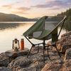 SONGMICS Faltbarer Outdoor Stuhl 2er Set, höhenverstellbarer Campingstuhl mit Stahlrahmen, 2 Seitentaschen, für Reisen, grün Bild 2