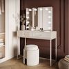 Lookway Schminktisch BLANCO KASCHMIR ELITE auf kaschmirfarbenem Gestell (1x Konsole, 1x Spiegel mit Led Beleuchtung), Breite: 100 cm Bild 1