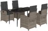 vidaXL 5-tlg. Garten-Essgruppe mit Kissen Grau Poly Rattan 3212354 Bild 2