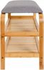 AD. CON Bambus Schuhregal, Schuhregal aus Bambus mit Sitzbank, Schuhbank mit Sitzkissen, Sitzbank 70x30x46 cm Grau Bild 3