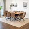 HOME DELUXE Essgruppe Eckig AVENCIA inkl. Sternfuß - 200 x 120 cm Light Oak 8 Stühle Grau Bild 1