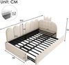 Merax Einzelbett 90x200 cm, Kinderbett, Polsterbett mit 90x190 cm Ausziehbett, Niedliches Kronen- und Gitterdesign, Samt, Beige Bild 4