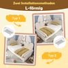 Merax Einzelbett 90x200 cm, Kinderbett, Polsterbett mit 90x190 cm Ausziehbett, Niedliches Kronen- und Gitterdesign, Samt, Beige Bild 5