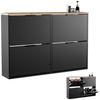 Planetmöbel 2 x Schuhschrank schmal mit 2 Klappen platzsparender Schuhregal mit 4 Ablagen, Schuhkommode für Diele, Flur, Garderobe 60 x 23 x 80,5 cm, schwarz Bild 5