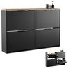 Planetmöbel 2 x Schuhschrank schmal mit 2 Klappen platzsparender Schuhregal mit 4 Ablagen, Schuhkommode für Diele, Flur, Garderobe 60 x 23 x 80,5 cm, schwarz Bild 4