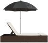 vidaXL Doppel-Sonnenliege mit Kissen & Sonnenschirm Braun Poly Rattan 368082 Bild 5