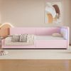 Daybett, Tagesbett, Schlafsofa, 90*200cm, LED-Umgebungslicht, Bett mit Lattenrost (ohne Matratze), Vliesimitat, Rosa Bild 4