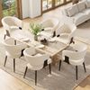 Merax Esszimmerstuhl(Set, 6 St), 6er Set,Schminkstuhl Frisiertisch Ergonomischer Stuhl, Leichter Luxusstuhl Gebogene Rückenlehne, Flanell, Beige Bild 2