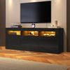 TV-Schrank 160x35x60 cm, LED-Beleuchtung per App steuerbar, Musiksteuerung, Push-to-Open-Schubladen, 3 offene Fächer, 2 Türen, Bild 3