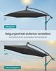 Songmics 'GPU118G01', Sonnenschirm mit LED-Solar-Beleuchtung, 32 LED-Lämpchen, Ø 300 cm, mit Ständer, UV-Schutz bis UPF 50+, leichtes Öffnen und Schließen, grau Bild 4