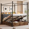 Flieks Himmelbett, Hydraulisches Stauraumbett Metallbett 140x190cm mit LED und USB/Typ-C Bild 5