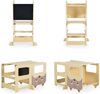 Moni Kinder Holz-Lernturm 3 in 1 24446 Schreibtisch Bank Zeichentafel Stehhilfe braun Bild 4